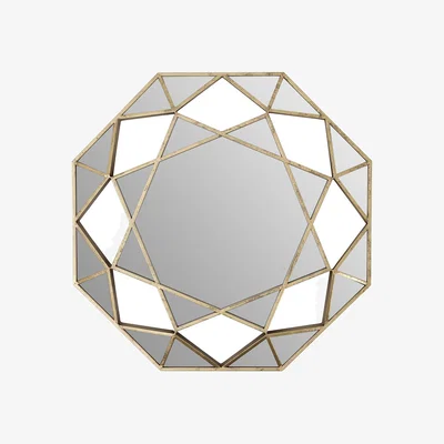 Homebase Marcia Faceted Octagonal Wall Mirror - Gold - 81cm