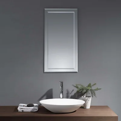 Homebase Bibury Bevelled Edge Rectangular Mirror on Mirror - 420x800mm