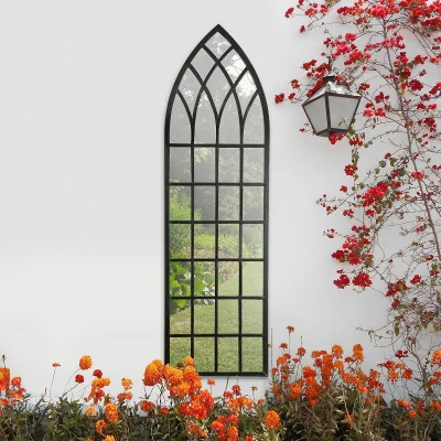 Homebase MirrorOutlet Somerley Secret Garden Rustic Arch Large Metal Garden Mirror - 160x47.5cm