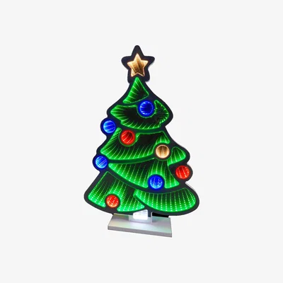 Homebase Tree LED Infinity Mirror Christmas Light Decoration - 60cm