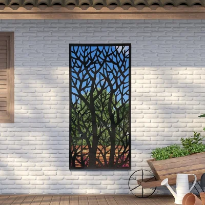 Homebase Amarelle Extra Large Metal Tree Design Decorative Garden Mirror - 180x90cm