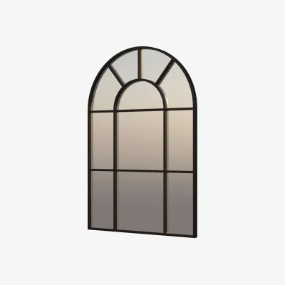 Homebase Black Iron Arch Window Pane Mirror