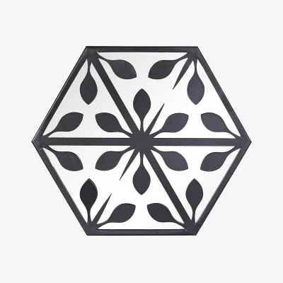 Homebase Hexagonal Laser Cut Outdoor Mirror 35cm - Black
