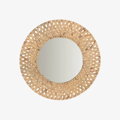Homebase Mumbai Natural Woven Round Mirror