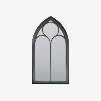 Homebase MirrorOutlet Black Somerley Chapel Arch Metal Garden Mirror - 112x61cm