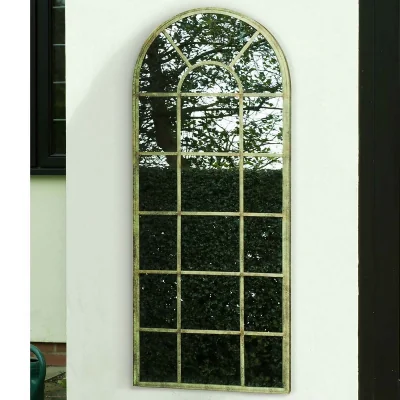 Homebase MirrorOutlet Green Country Rustic Multi Panel Design Garden Mirror - 140x56cm