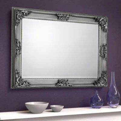 Happy Beds Rococo - Wall Mirror - Pewter - Mirror/Metal - Happy Beds