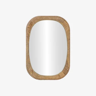Industville Kingham Rectangular Wooden Wall Mirror - 22 Inch - Natural