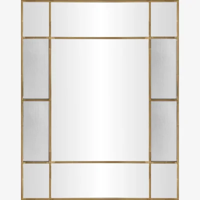 Industville Fenton Rectangular Wall Mirror - 35 Inch - Aged Brass