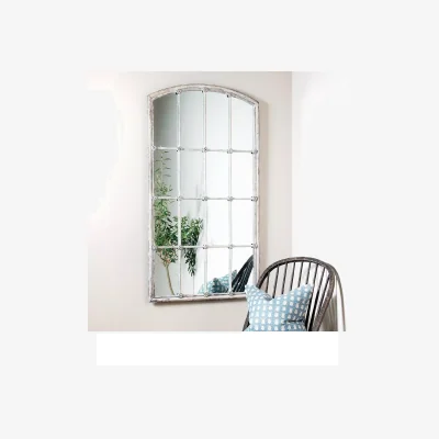 John Lewis One.World Fairfield Arched Metal Wall Mirror, 137 x 75cm, White