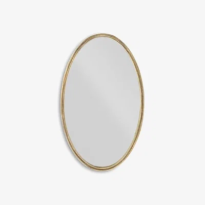 John Lewis Nkuku Almora Oval Aluminium Wall Mirror, 85 x 52cm, Metallic Brass