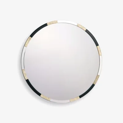John Lewis Där Gadany Round Wall Mirror, 80cm, Gold/Black