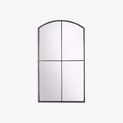 John Lewis Frida Large Arched Window Metal Frame Wall Mirror, 160 x 90cm, Black