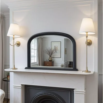 John Lewis Contemporary Overmantle Wood Frame Wall Mirror, 76 x 112cm, Black