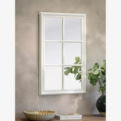 John Lewis One.World Wilton Rectangular Wood Window Wall Mirror, 104 x 64cm
