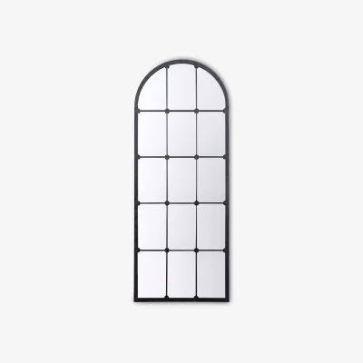 John Lewis John Lewis & Partners Metal Frame Arched Wall Mirror, 153 x 60cm, Black