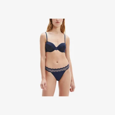 John Lewis Calvin Klein Mirror Lace Thong, Blue Shadow