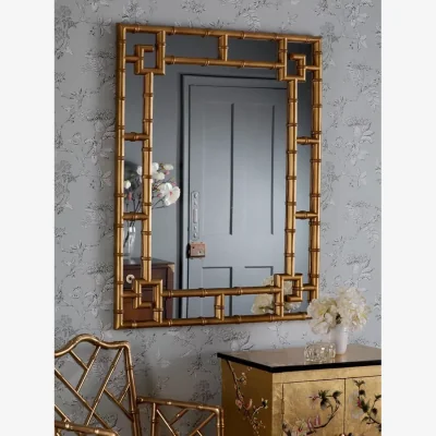 John Lewis Laura Ashley Shawford Mock Bamboo Rectangular Wall Mirror, 107 x 81cm, Gold