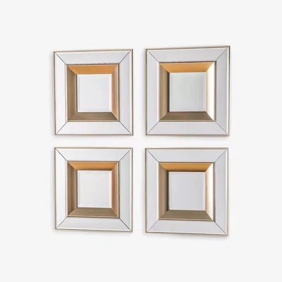 John Lewis Gallery Direct Phantom Square Frame Wall Mirror, Set of 4, 36cm, Gold