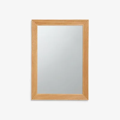 John Lewis John Lewis Rectangular Ribbed Oak Wood Frame Wall Mirror, 69 x 49cm, Natural