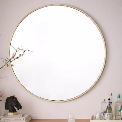 John Lewis west elm Oversized Round Metal Frame Wall Mirror, 122cm, Antique Brass