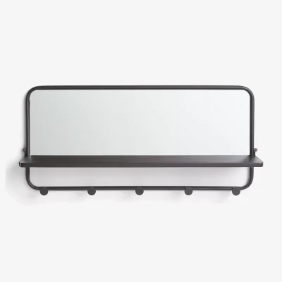 John Lewis John Lewis & Partners Coat Hook Shelf with Mirror, Black