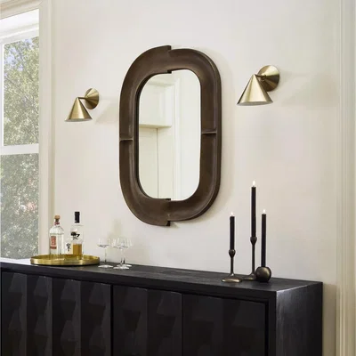 John Lewis west elm Modern Artful Metal Wall Mirror, 102 x 69cm, Bronze