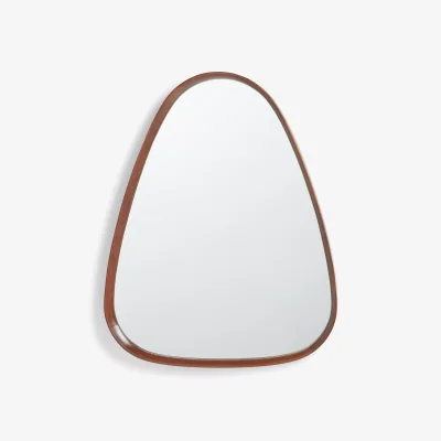 John Lewis John Lewis Mid Century Triangular Wood Wall Mirror, 53 x 65cm, Walnut