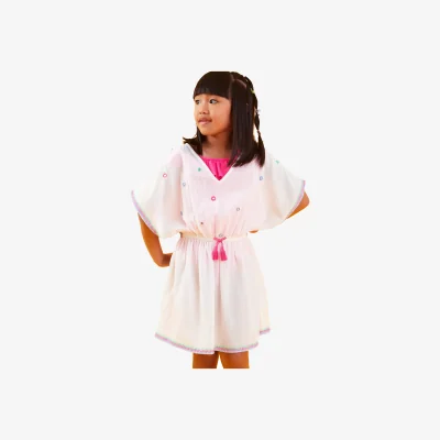John Lewis Angels by Accessorize Mirror Cotton Kaftan, White/Multi
