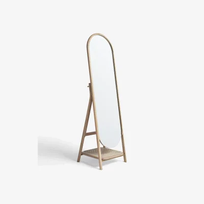 John Lewis John Lewis Rattan Cherry Floor Mirror, 175 x 48cm, Brown