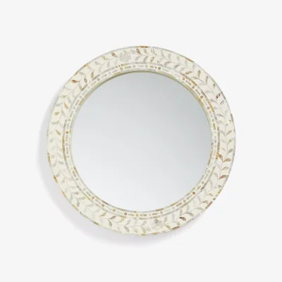 John Lewis John Lewis Mother Of Pearl Leaves Round Wall Mirror