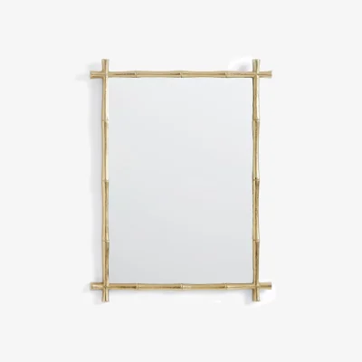 John Lewis John Lewis + Matthew Williamson Bamboo Rectangular Metal Wall Mirror, 80 x 60cm, Gold