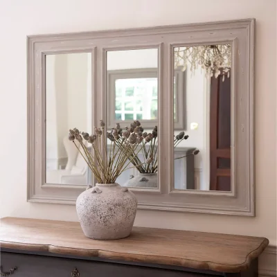 John Lewis One.World Wilton Elise Rectangular Panelled Wood Wall Mirror, 103 x 139cm, White
