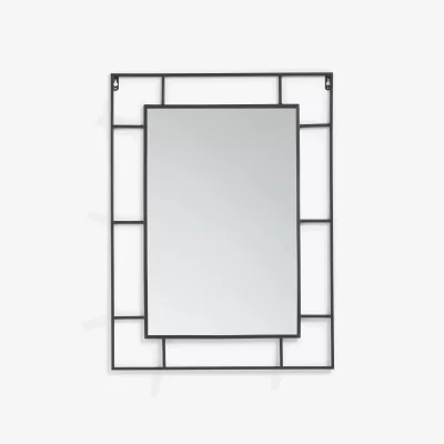 John Lewis John Lewis Restoration Rectangular Metal Wall Mirror, 75cm, Black