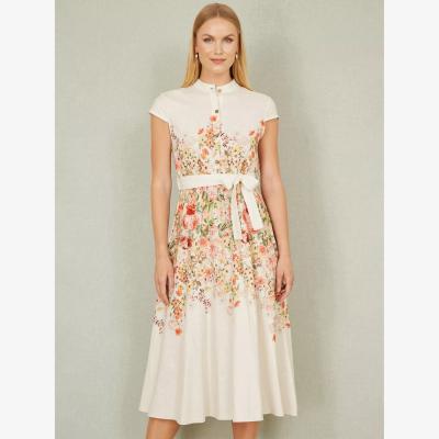 John Lewis Yumi Floral Mirror Skater Dress, White
