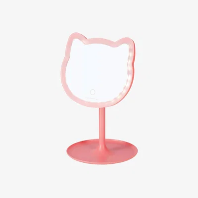 John Lewis Legami Kitty Light Up Make Up Mirror, Grey