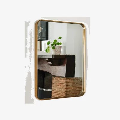 John Lewis One.World Wilton Rectangular Stainless Steel Wall Mirror, 80 x 60cm, Brass