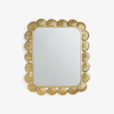 John Lewis John Lewis + Matthew Williamson Scallop Shell Rectangular Metal Wall Mirror, 72 x 58cm, Gold
