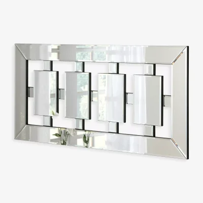 John Lewis Tokyo Bevelled Glass Rectangular Wall Mirror, 56 x 119cm, Black