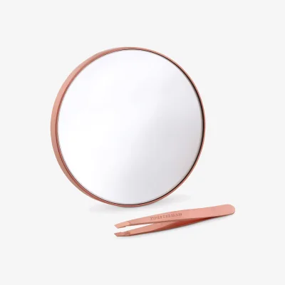 John Lewis Tweezerman Rose Gold Mini Slant Tweezer & Mirror