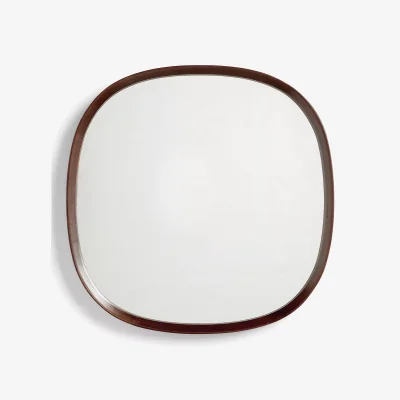 John Lewis John Lewis Mid Century Square Wood Wall Mirror, 65 x 65cm, Walnut