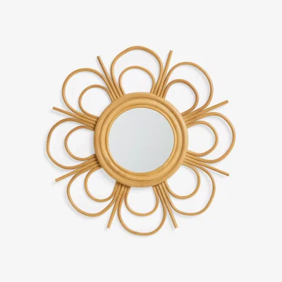 John Lewis John Lewis Rattan Starburst Round Wall Mirror, 55cm, Natural