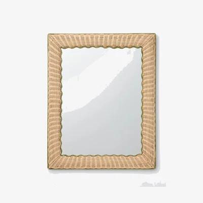 John Lewis John Lewis Rattan Ripple Rectangular Wall Mirror, 75 x 60cm, Natural/Green