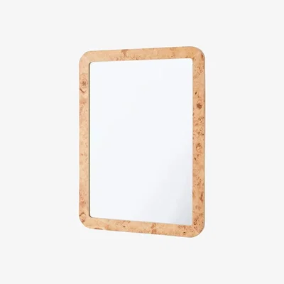 John Lewis west elm Burled Wood Wall Mirror, 91 x 61cm, Oak Effect