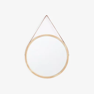 John Lewis ANYDAY John Lewis & Partners Wood Frame Round Hanging Mirror, 55cm, Natural