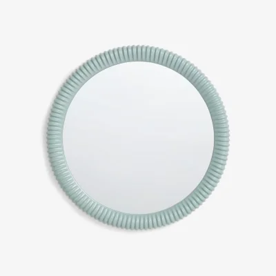 John Lewis John Lewis Ribbed Round Wall Mirror, 73cm, Light Blue