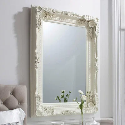 Knees Carved Rectangle Wall Mirror - Cream