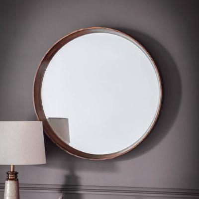 Knees Keaton Medium Round Wall Mirror - Dark Wood