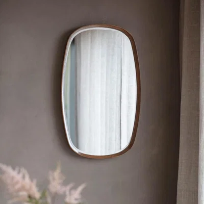Knees Keaton Medium Rounded Rectangle Wall Mirror - Dark Wood