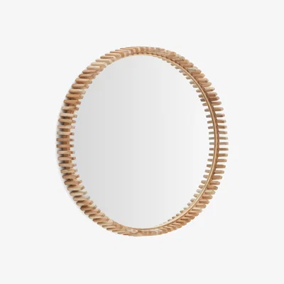 Kave Home Polke Teak Wood Mirror Ø 80 cm